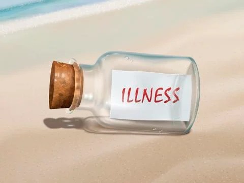 Illness message in a bottle Stock Illustration