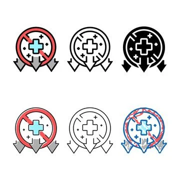 Illness, poverty problem color icon range vector Stock Illustration