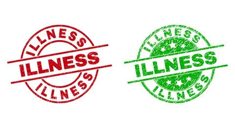 ILLNESS Round Badges with Scratched Surface Stock Illustration