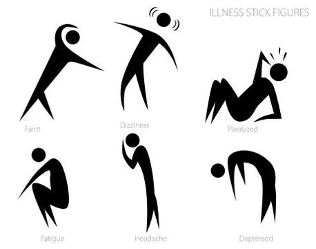 Illness Stick Figures Set Stock Illustration