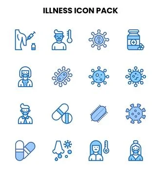 Illness Two Colour Icons Pack 스톡 일러스트
