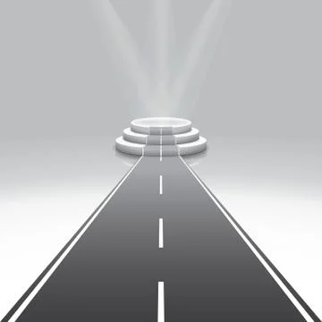 Illuminated 3d isolated Road to Empty podium for reward Illustrazione stock