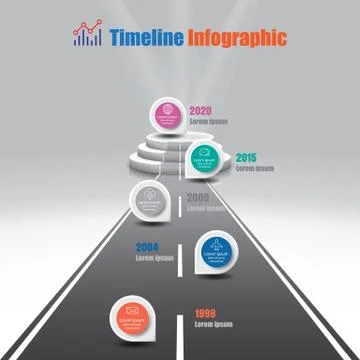 Illuminated 3d Timeline infographics-Empty podium and road for reward Stock Illustration