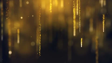 Illuminated Abstract Light Trails in Golden Bokeh on a Dark Background with.. Stock Footage 341780438