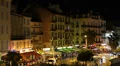 Illuminated Aerial View of Le Suquet Old Town French Riviera Cannes France night HD Footage