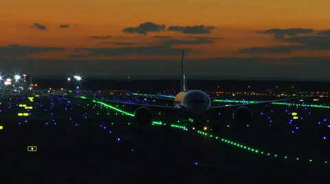 Illuminated airport Frankfurt, Germany Stock Footage