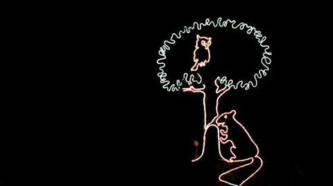 Illuminated Animated Beaver cutting down tree Stock Footage 599813