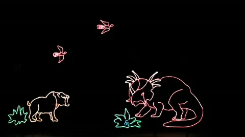Illuminated Animated dinosaurs Stock Footage 599728