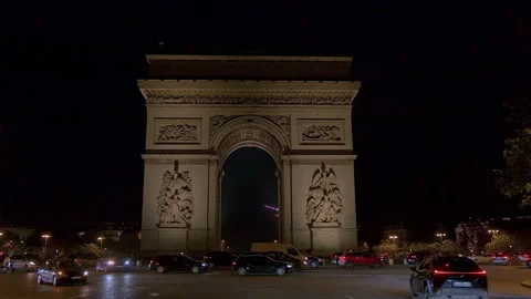 Illuminated Arc de Triomphe monument, Paris, France, Video Video stock 280267046