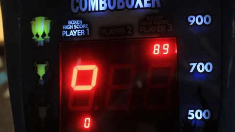 Illuminated Arcade Boxing Machine Score Display Stock Footage 340042268