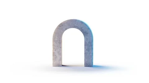 Illuminated arch stone structure with shadow on ground. Isolated on white Stock Illustration