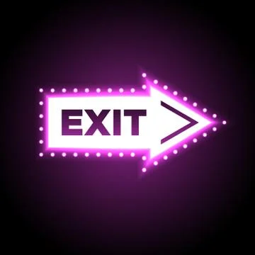 Illuminated arrow shaped 3D exit sign Stock Illustration
