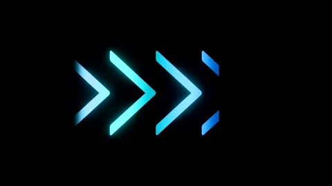 Illuminated arrows in blue  pointing to right. Vidéo 334721375