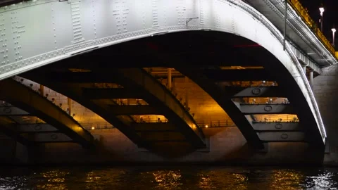 Illuminated bridge at night Stock Footage 220955557