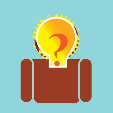 Illuminated  bulb with question on man Illustrazione stock