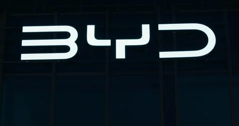 Illuminated BYD Logo at Night 動画素材 336030380