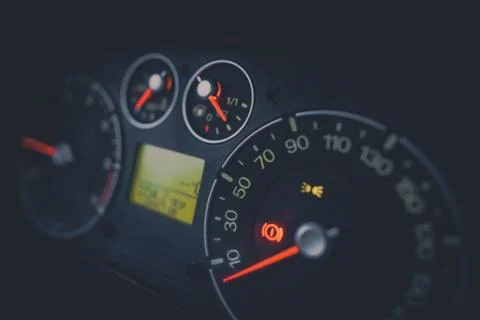 Illuminated car dashboard Stock Photos