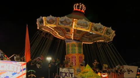 Illuminated Carousel In Motion Stock Footage 51842589