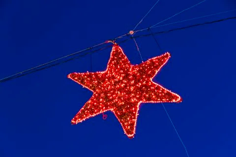 Illuminated Christmas holiday decorations Stock Photos