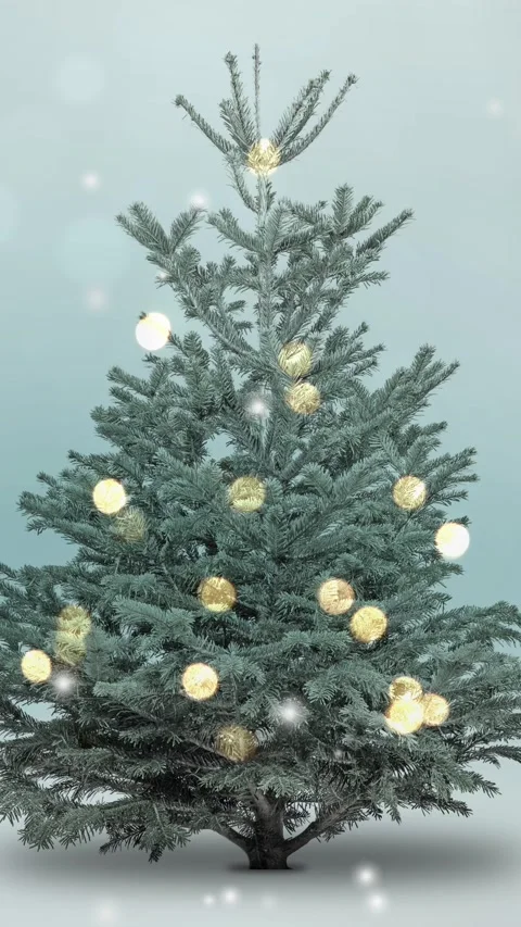 Illuminated christmas tree with falling snowflake animation Stock Footage 284616384