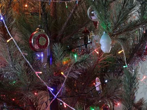 Illuminated Christmas tree Foto stock