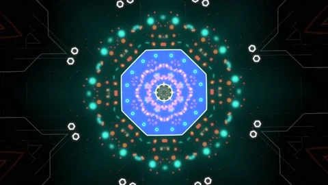 Illuminated circle shape technological background in 4k video. Stock Footage 155862873