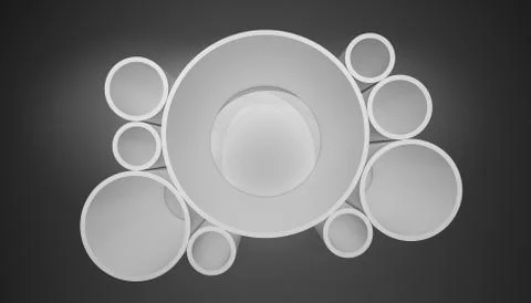 Illuminated circle white shelf for presentations Stock Illustration