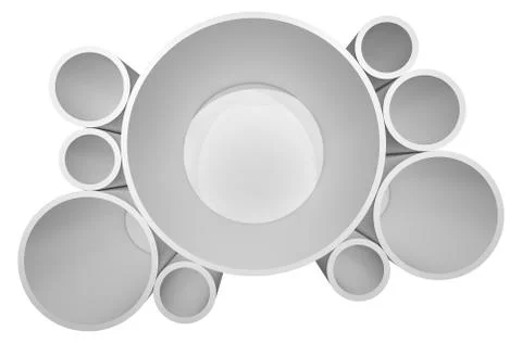 Illuminated circle white shelf for presentations Stock Illustration