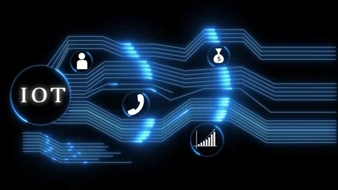 Illuminated circuit board representing the concept of internet of things te.. Stock Footage 337366775