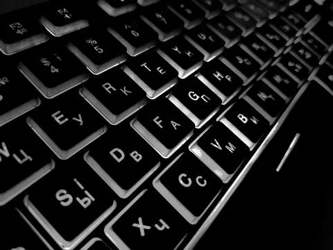 Illuminated computer keyboard close up Stock Photos