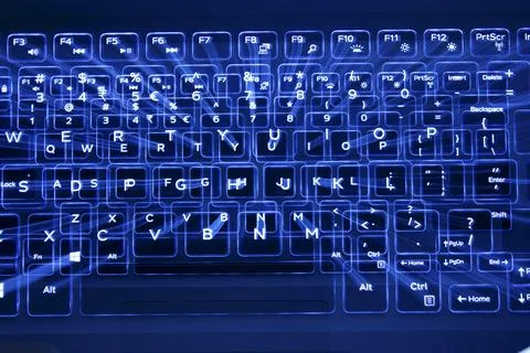 Illuminated Computer Keyboard with letter of the keyboard lit Illustrazione stock