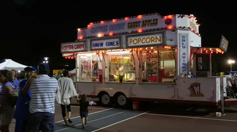 Illuminated Concession Fair Stand Stock Footage 41593341
