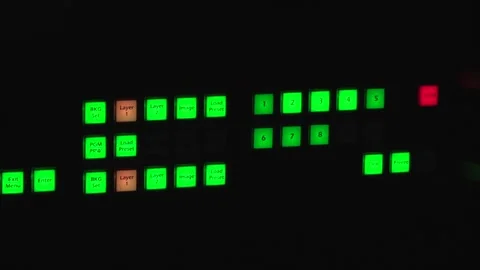 Illuminated control panel in a dark room Stock Footage 333543009