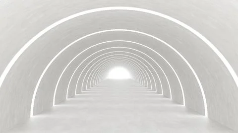 Illuminated corridor interior design 3D render illustration Illustrazione stock