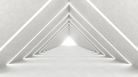 Illuminated corridor interior design 3D render illustration Stock Illustration