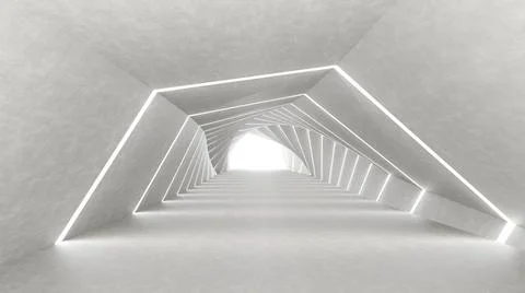 Illuminated corridor interior design 3D render illustration Stock Illustration