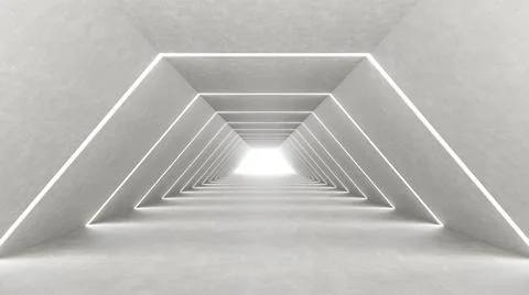 Illuminated corridor interior design 3D render illustration Stock Illustration