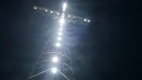Illuminated Cross Monument on Morro Solar at Night Stock Footage 339494115
