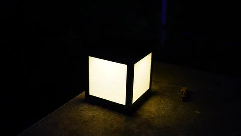 Illuminated Cube Light Modern Decorative Lamp Stock Photos