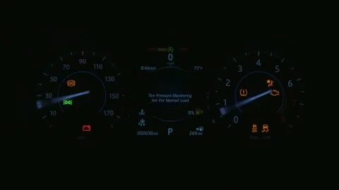 Illuminated dashboard speedometer close up 2017 Jaguar F-Pace 35t AWD Premium Stock Footage 159905722