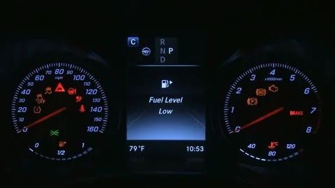 Illuminated dashboard speedometer close up 2017 Mercedes-Benz GLC-Class GLC300 Stock Footage 159906776