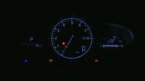 Illuminated dashboard speedometer close up 2017 Mazda MAZDA3 Grand Touring Stock Footage 159918472