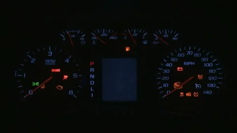 Illuminated dashboard speedometer close up 2017 Chevrolet Silverado 2500HD WT Stock Footage 159929691