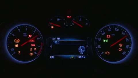 Illuminated dashboard speedometer close up 2018 Buick Regal Tourx Essence Stock Footage 159997629