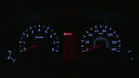 Illuminated dashboard speedometer close up 2018 Nissan NV2500 HD Cargo SV V6 Stock Footage 160015686