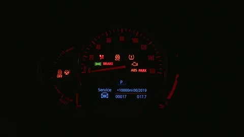 Illuminated dashboard speedometer close up 2019 Mini Countryman Cooper S E ALL4 Stock Footage 160022961