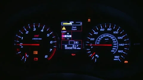 Illuminated dashboard speedometer close ... | Stock Video | Pond5