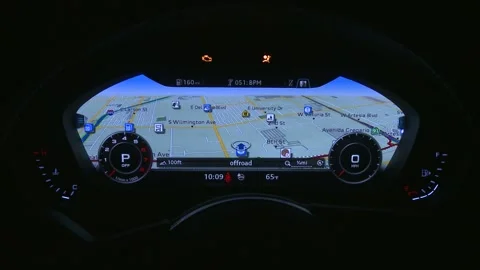 Illuminated dashboard speedometer close up 2019 Audi A4 Premium Plus 2.0 TFSI Stock Footage 160051353