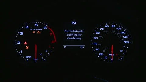 Illuminated dashboard speedometer close up 2019 Audi A3 Premium Plus 2.0 TFSI Stock Footage 160082463