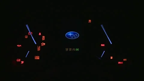 Illuminated dashboard speedometer close up 2020 Subaru Outback Limited XT Stock Footage 160069356